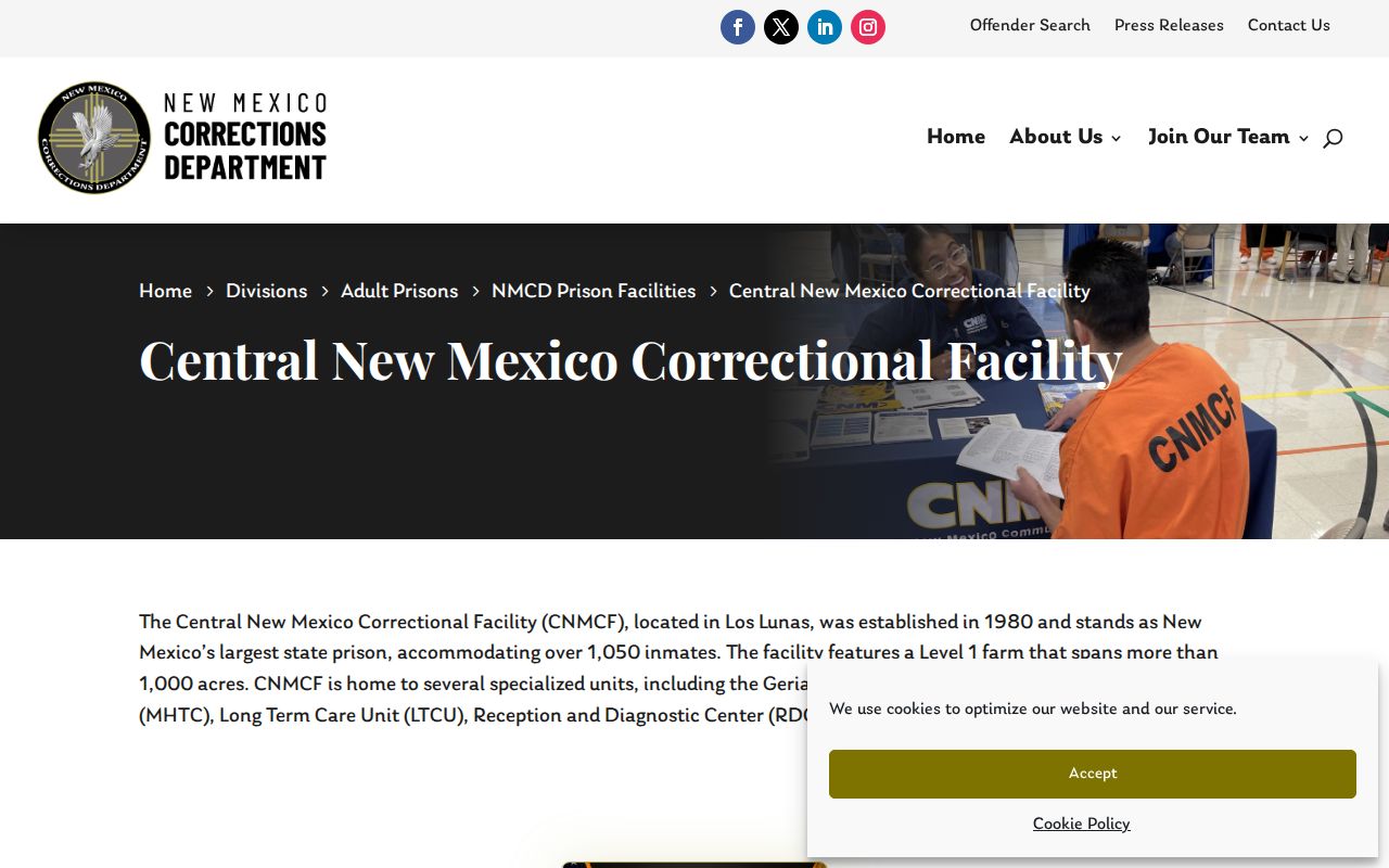 Los Lunas criminal record check source for Central New Mexico Correctional Facility