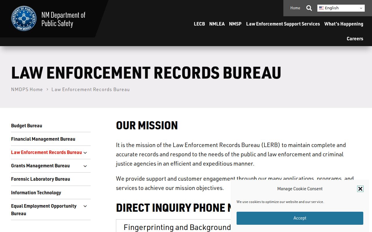 New Mexico DPS criminal history repository information page