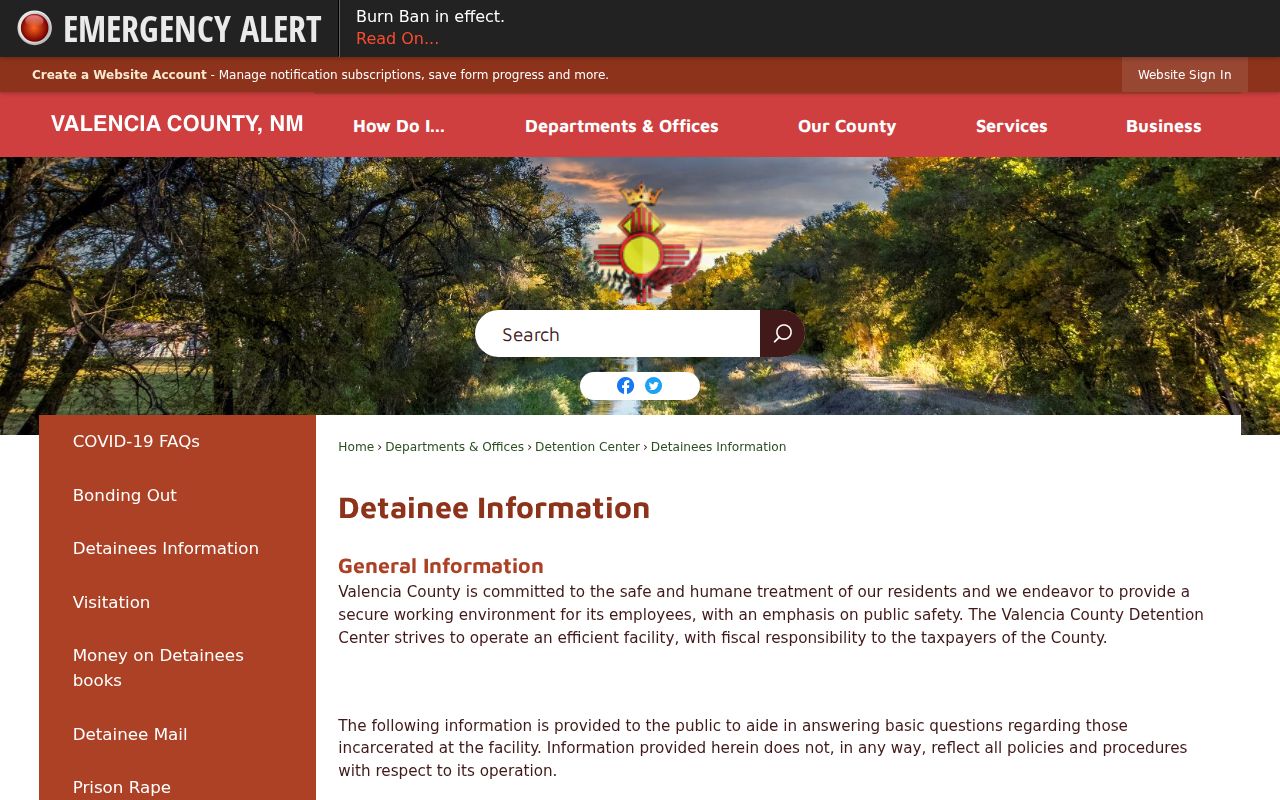 Valencia County arrest record and current detainee information